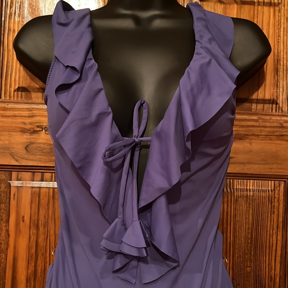 Becca Blue Sexy Ruffle One Piece Swimsuit - Picture 3 of 9